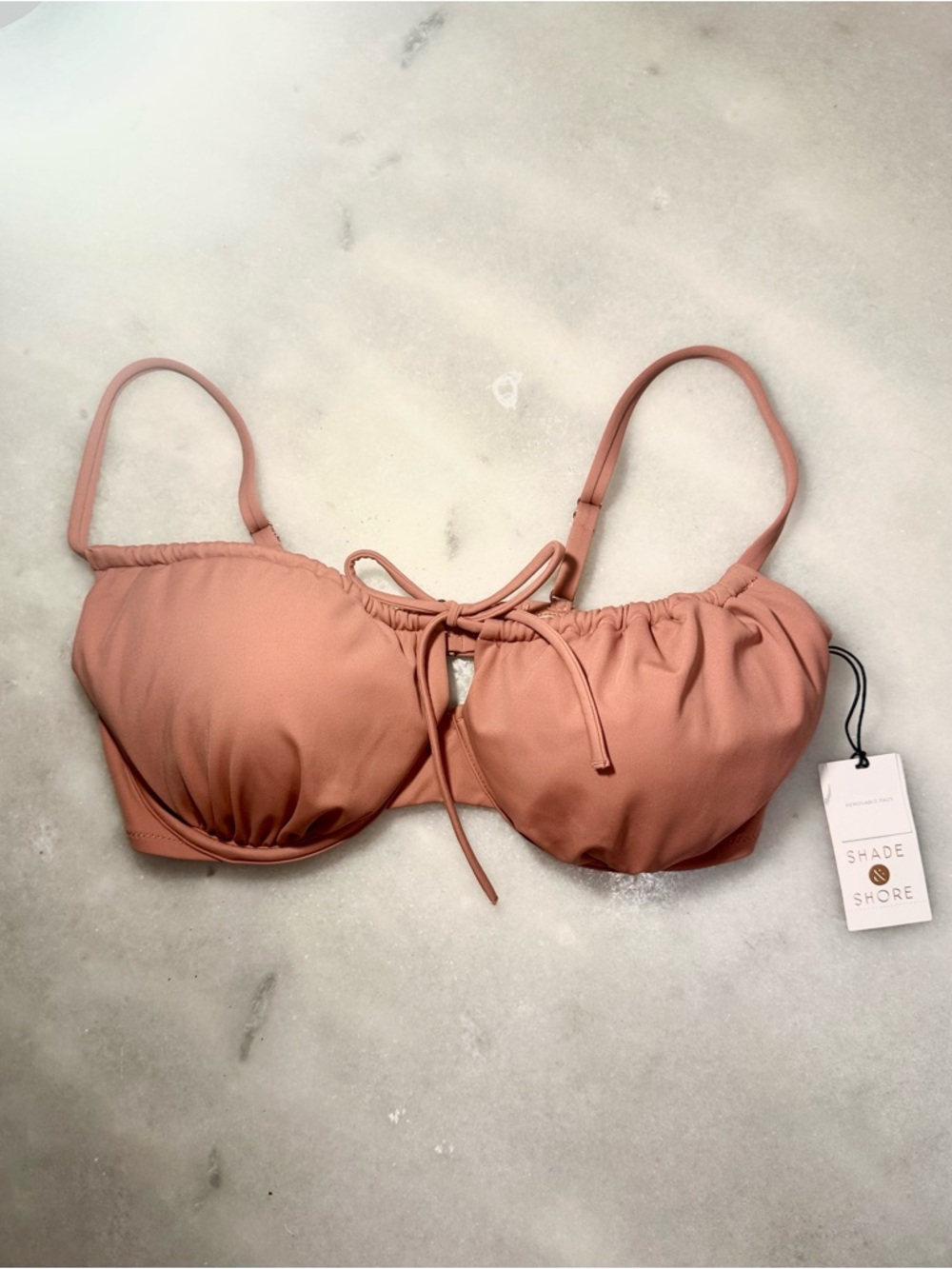 Shade & Shore Mauve/Clay Pink Ruched Underwire Bikini Top Sz 36 D NEW W/ TAGS